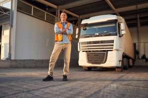 Delivery,Driver,Standing,In,Front,Of,His,Truck